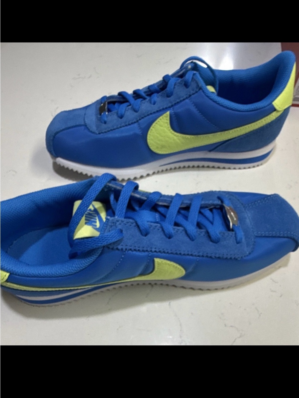 Nike Cortez BG Photo Blue Light Lemon Twist Youth 6Y / Women 7.5 IB7748-406